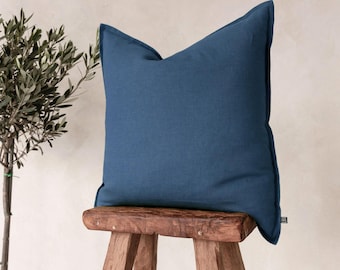Indigo Linen Throw Pillow Cover, Blue Pillow Covers, Couch Cushions, Home Decor