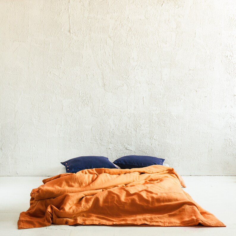 Rust linen duvet cover Rust orange linen bedding Etsy