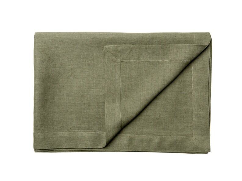 Linen tablecloth Moss green tablecloth Etsy