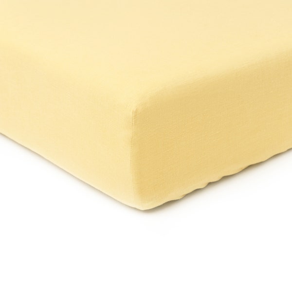 Linen fitted sheet Butter Yellow, Handmade linen bedding, Natural bottom sheet Queen, Full, California King, Single, Double linen sheets