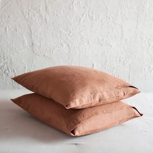 Camel linen pillowcase envelope closure, Natural linen pillow case standard, queen, king, euro, body or deco size