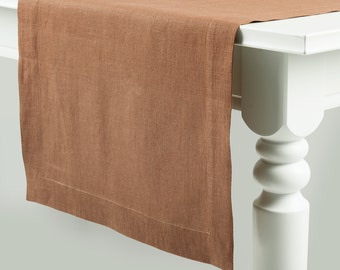 Natural table runner Camel brown, Linen table runners from small to extra long, Custom table linens by Lovely Home Idea