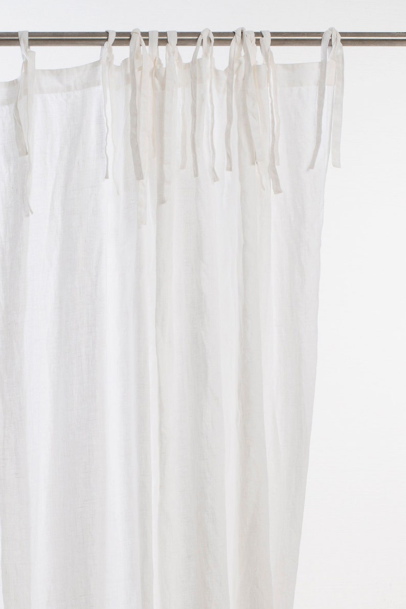 Natural Linen Curtains Tie Top Linen Curtains 1 Panel Etsy