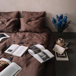 Deep mocha linen pillowcase, 1 pcs, Brown linen pillowcases, Brown linen bedding, Pillowcases Standard, King, Queen