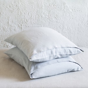Dove grey linen pillowcase, 1pc., Handmade linen pillowcases envelope closure, Light grey bedding Queen, Standard, King, Decorative