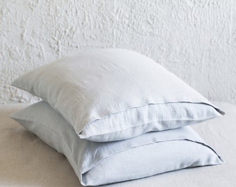 Federa di lino grigio tortora, 1pz., chiusura busta con federe di lino fatte a mano, biancheria da letto grigio chiaro Queen, Standard, King, Decorativo