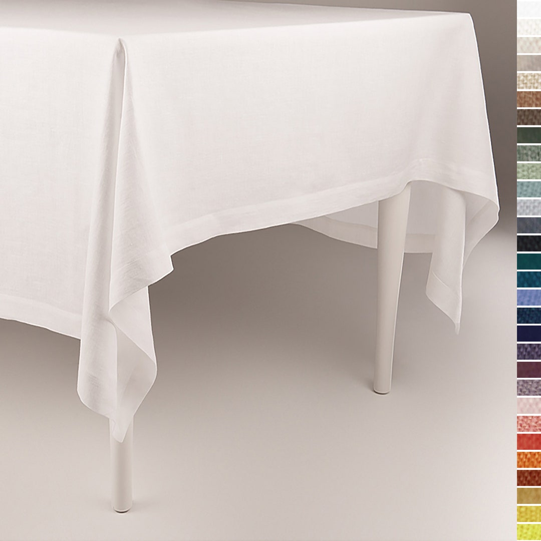 Linen Tablecloth White in Various Sizes, Custom Linen Tablecloths