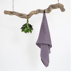 Linen towel set of 2, Linen tea towels, Purple towels, Linen kitchen towels, Natural towels for sustainable home image 4