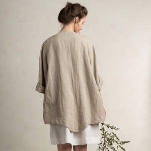Natural linen jacket, Linen jacket for women, Custom Linen womens clothing, Linen cardigan, Long linen coat, Linen jacket women image 5