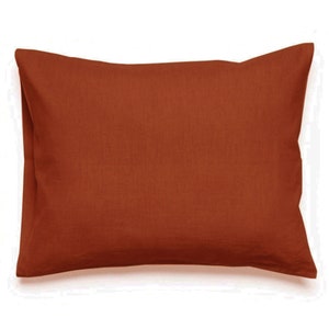 Burnt orange linen pillowcase, Linen pillowcases with envelope closure, 1pc., Pure linen bedding, Linen pillow cover Queen, Standard, King image 2