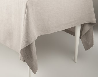 Natural linen tablecloth Flax grey, Size from large to small or custom, Soft linen table cloths for dining table