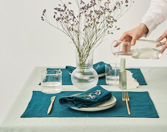 Linen placemats, Placemat set, 30 colors, Natural linen placemat set by Lovely Home Idea