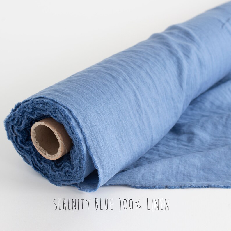 Soft blue linen fabric for clothing or home linens Serenity Etsy