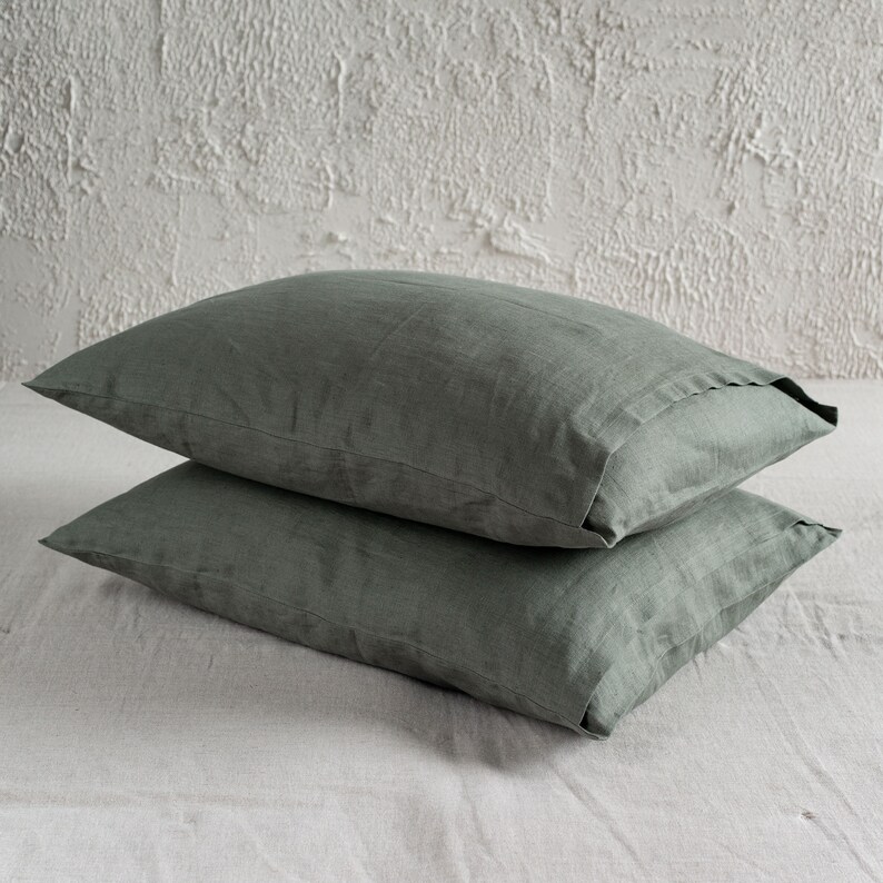Linen pillow cover Moss green linen pillowcases Envelope Etsy