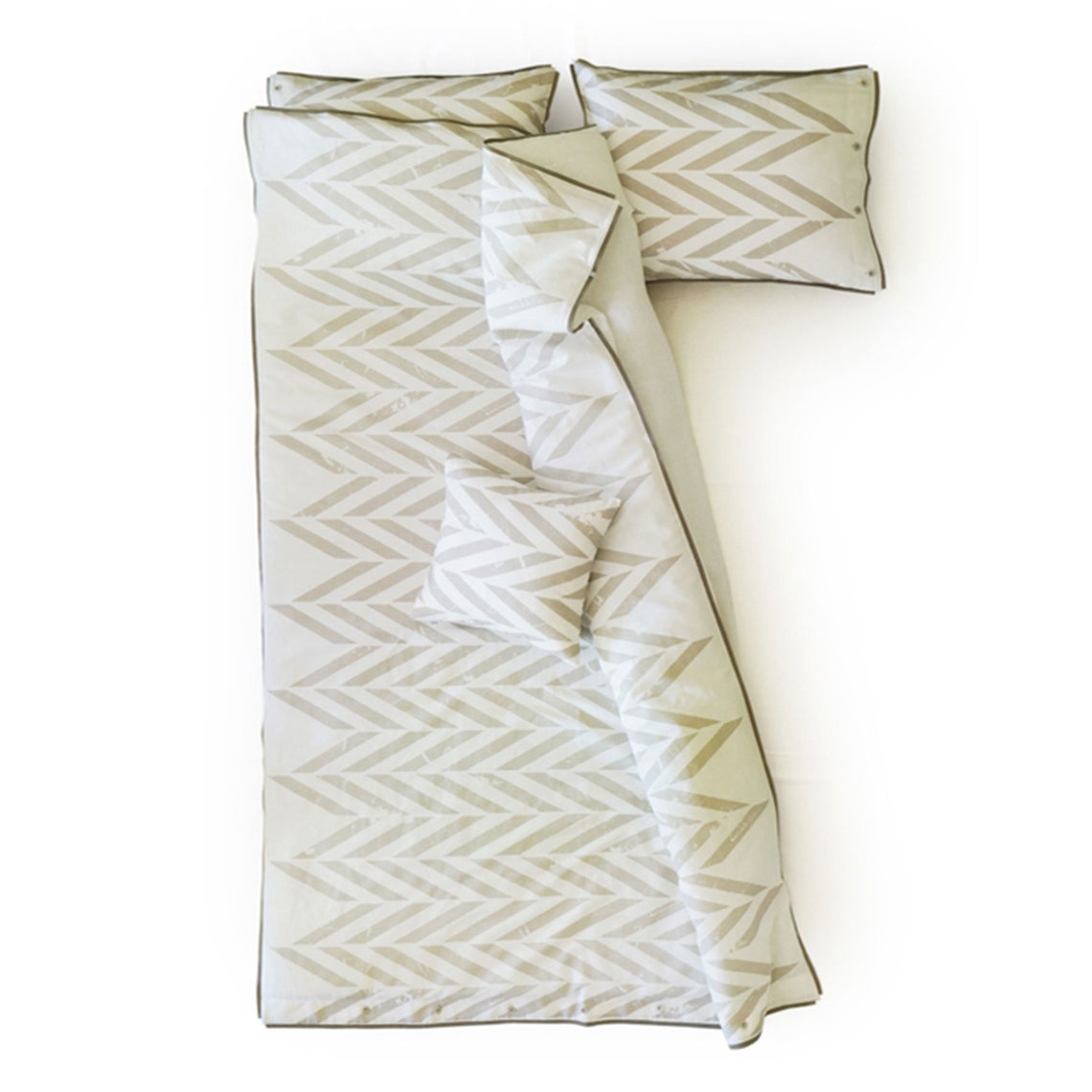 Handmade duvet cover ZiG ZaG Printed linen bedding Natural Etsy