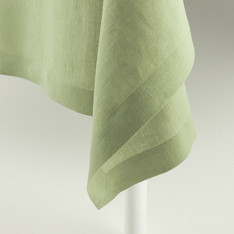 Linen tablecloth Pale olive, Custom color linen tablecloths in various sizes, Square or rectange table cloth, Natural table decor image 3