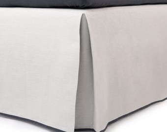 Custom Linen Bed Skirt with Trim, Box Peat Bed Skirts, Tailored Bedskirt King, Queen, Twin, Full