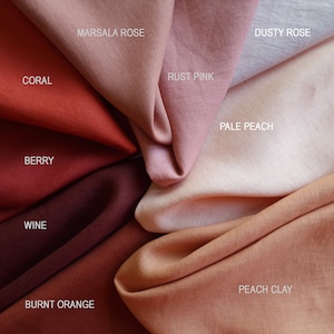 Natural linen fabric by the yard Peach clay, Pleach linen fabric for dress, blouse, pants, jacket, clothes or home decor image 5