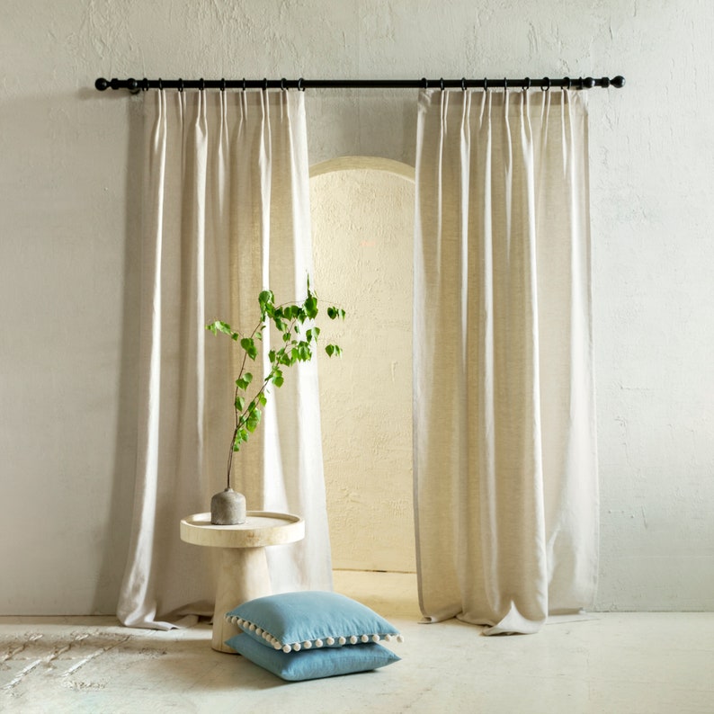 Custom Linen Curtains Double Pleat Curtains 30 Colors Etsy