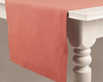 Extra Long Table Runner, Marsala Rose Linen Table Runners