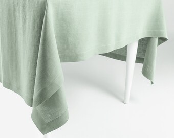 Custom tablecloth in many sizes and colors, Linen tablecloths Sage green, Natural table decor