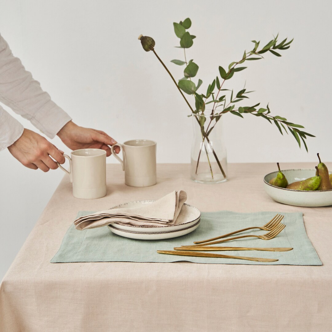 Linen Placemat Set Sustainable Placemats 30 Colors Handmade Etsy