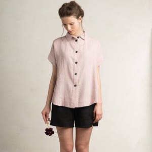Linen shirt for women, 30 colors, Dusty rose summer shirt, Natural linen clothes image 4