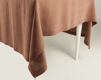 Natural tablecloth Camel brown, Linen table cloths small, extra long, square, rectangular, custom table covers