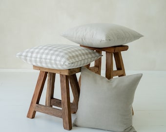 Gingham Linen Pillow Cover, Checkered Throw Pillow Case, Square, Lumbar, Body, Custom Sizes