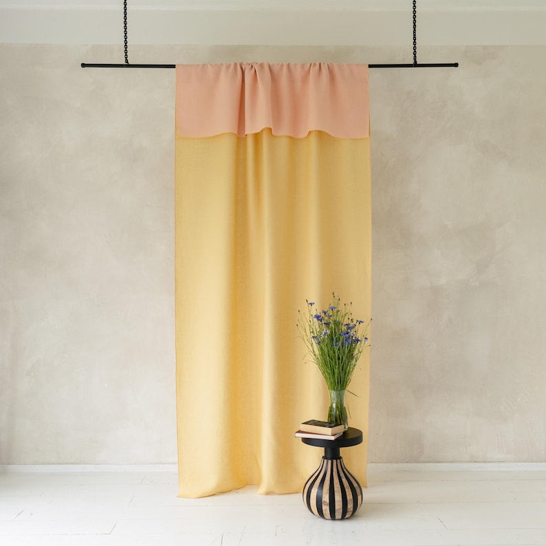 Two Tone Drapery Rods Linen Valance Curtain, Rod Pocket, Custom Curtains - Etsy