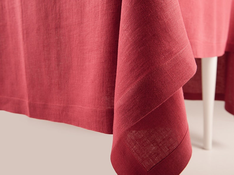 Red linen tablecloth