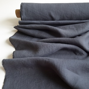 Charcoal linen fabric by the yard, Dark grey linen fabric for home decor, clothing, curtains, Soft linen fabric for home decor and clothes