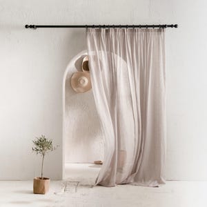 Sheer Linen Curtains, Pencil Pleat Curtain Panels, Lightweight Window Curtains, Window Drapes, Linen Window Treatments