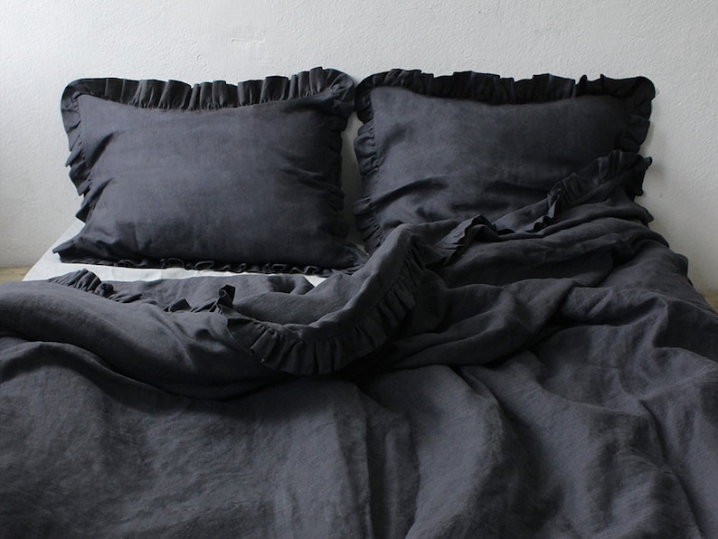 Linen Pillowcase With Ruffles Ruffle Pillowcases 30 Colors Etsy