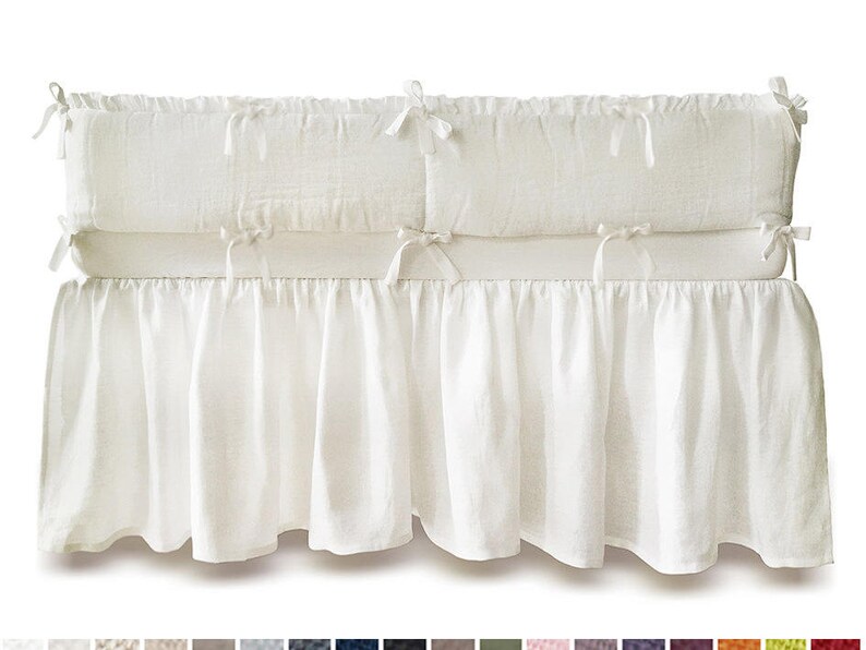Linen Crib Skirt 16 Colors White Linen Crib Skirt White Etsy