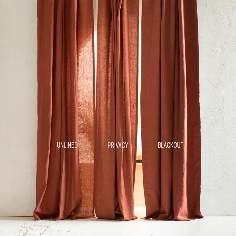 Blackout linen curtains with grommets, Grommet curtain panels, Linen window curtains, Privacy linen eyelet curtains, 1 panel image 7