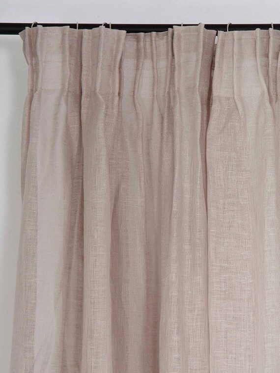 Sheer Linen Curtains Pencil Pleat Window Curtain Panels Etsy