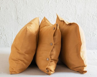 Linen Pillow Cases Set of 2, Pillow Covers with Buttons, Pillowcases Standard, Queen, King Shams