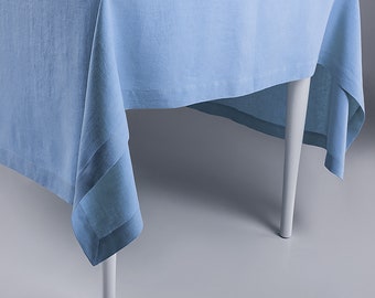 Linen table cloth Blue or custom, Square or rectangle tablecloths linen, Natural table decor in blue linen