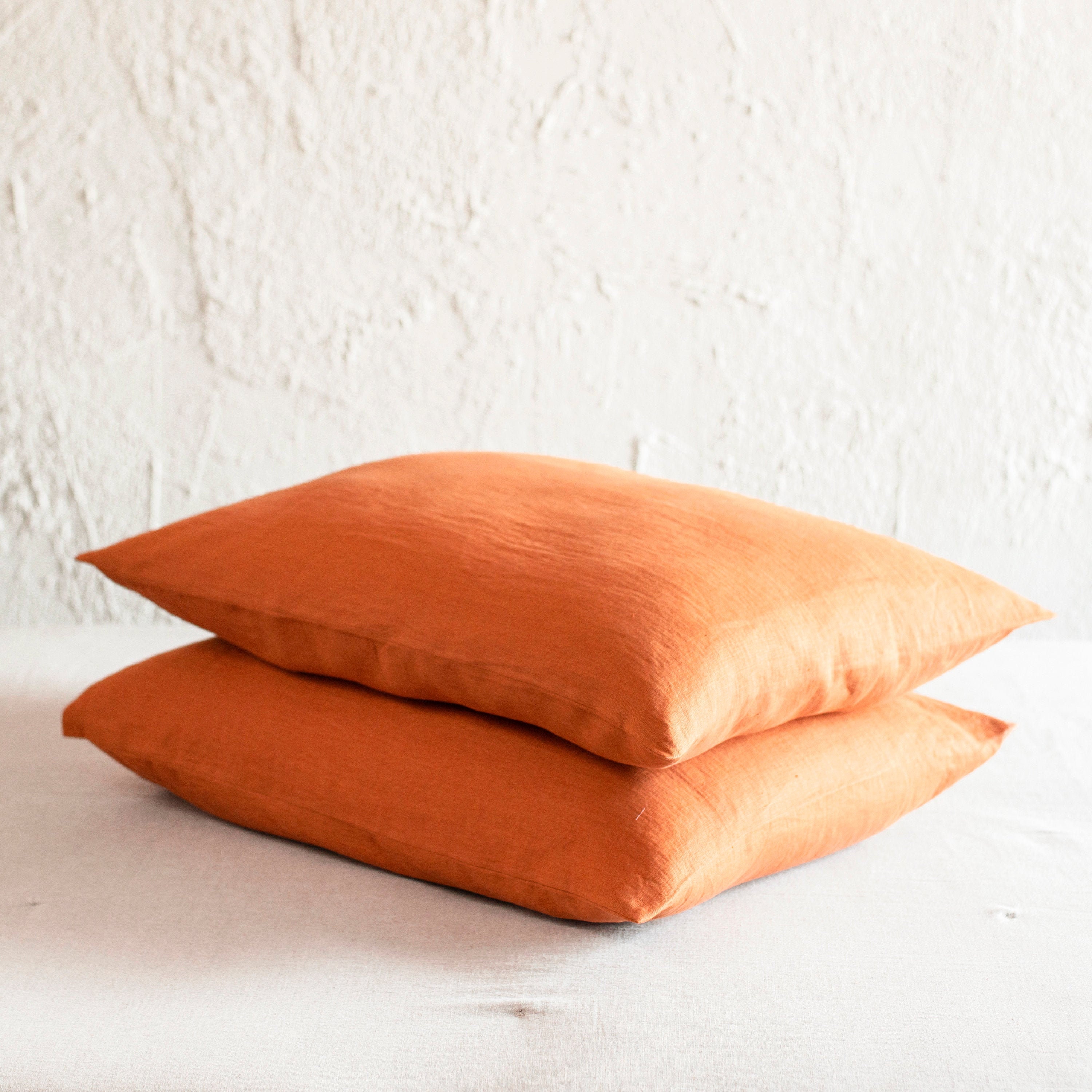 Rust linen pillowcase Linen pillowcases with envelope Etsy