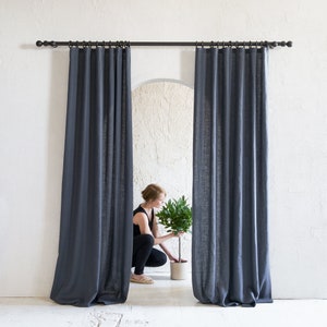 Linen curtains with blackout for bedroom Curtain panels for Living room Custom window curtains with tape for rings suitable for tracks image 4
