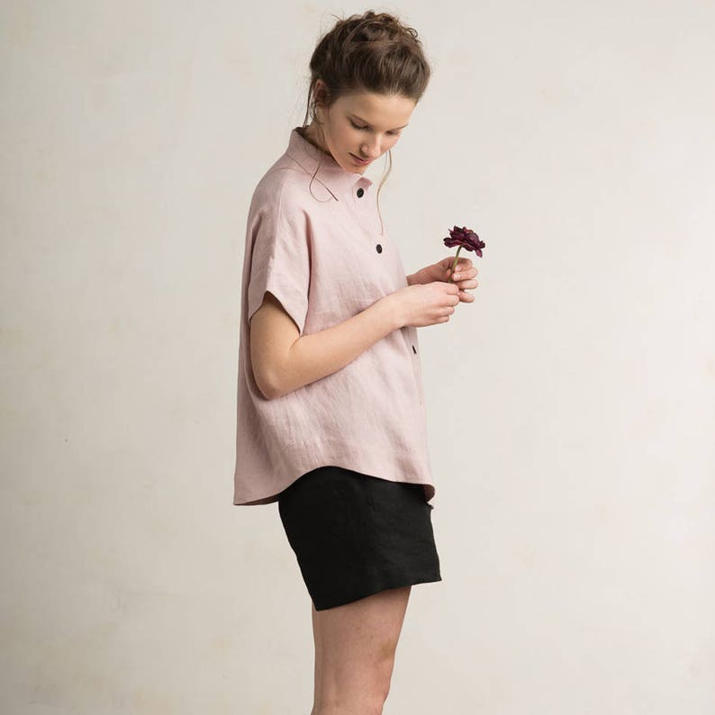 Linen shirt for women, 30 colors, Dusty rose summer shirt, Natural linen clothes image 3