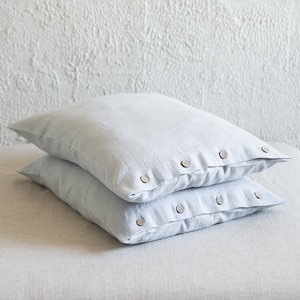 Linen pillowcase Button closure, Deco, Body, Euro, King, Queen or Standard pillow case, Natural linen bedding custom color