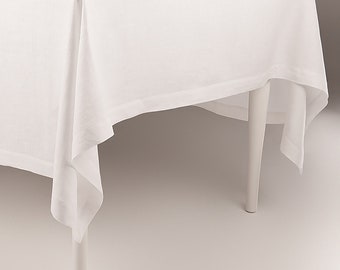 Linnen tafelkleed wit in verschillende maten, linnen tafelkleden op maat, natuurlijk interieur, elegante tafelinstellingen