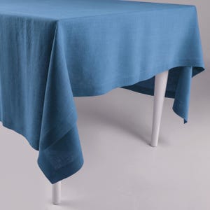 Mantel de lino azul marino, Manteles personalizados para mesa de comedor, Regalo de inauguración de la casa, Mantel natural en azul, Decoración de mesa atemporal