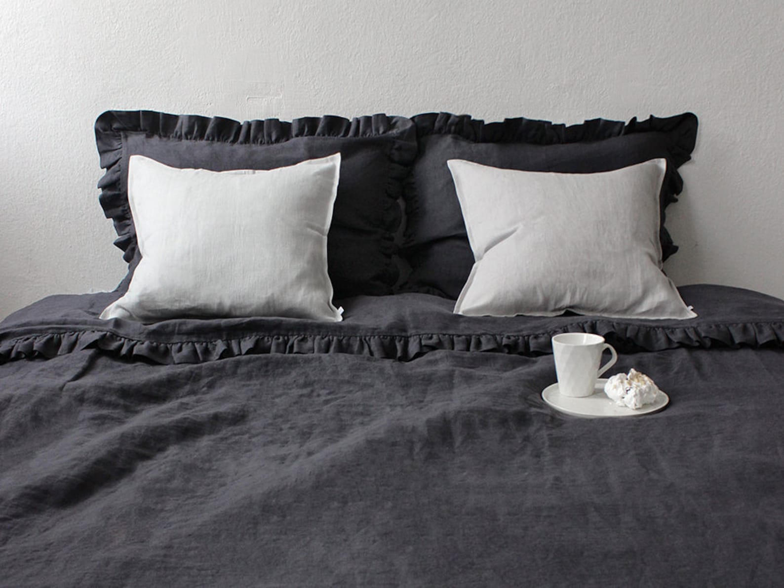 Linen Pillowcase With Ruffles Ruffle Pillowcases 30 Colors Etsy