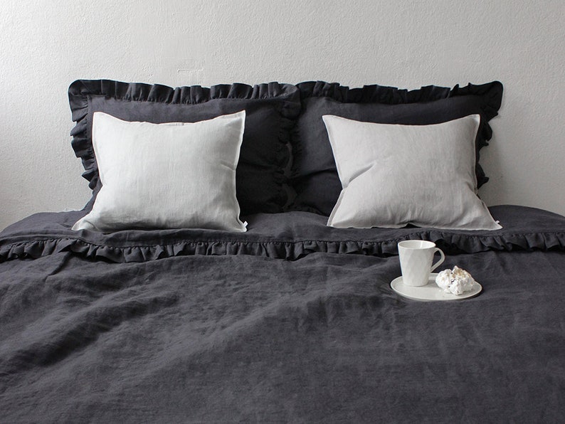 Linen Pillowcase With Ruffles Ruffle Pillowcases 30 Colors Etsy