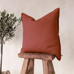 Burnt orange linen pillow cover, Custom throw pillow covers Various sizes and colors, Bespoke decorative pillow, Handcrafted gift Home Decor