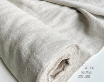 Linen fabric by the yard, Natural melange linen fabric, 30 colors, Pure linen fabric by meter, Linen fabric for curtains, clothing, diy