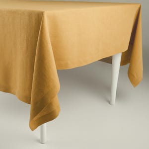 Elegant linen tablecloth in Yellow ochre, Tablecloth, Yellow mustard tablecloth rectangular or square, Custom tablecloth, Gift for home